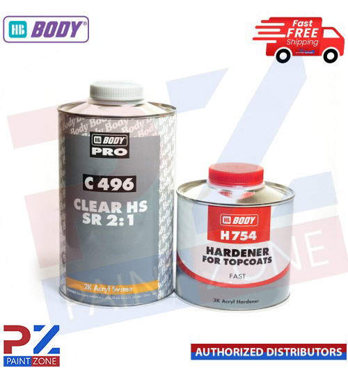 HB BODY C496 2K LACQUER KIT & FAST HARDENER H754 1.5LTR KIT CLEAR 2:1